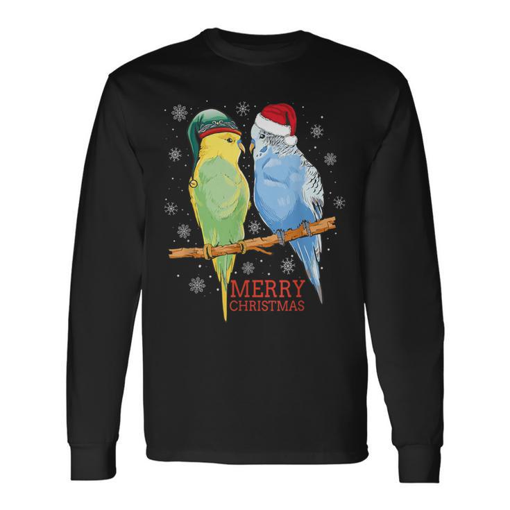 Frohe Weihnachten Budgies Birds Langarmshirts Geschenkideen