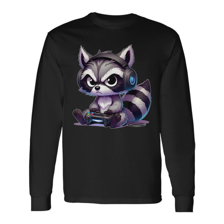 Angry Raccoon Gamerideo Games Lover Langarmshirts Geschenkideen