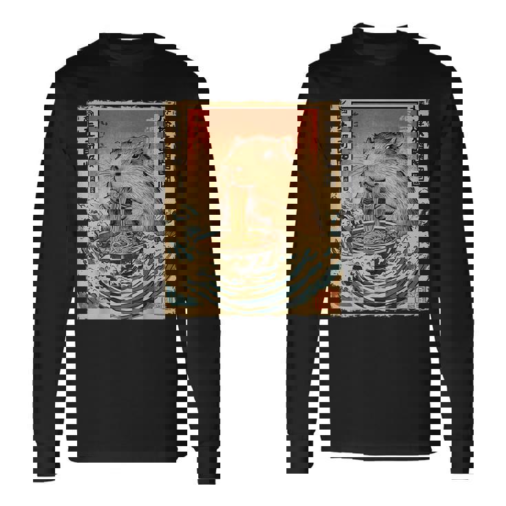 Capybara Ramen Noodle Japanese Anime Manga Kawaii Long Sleeve T-Shirt Gifts ideas