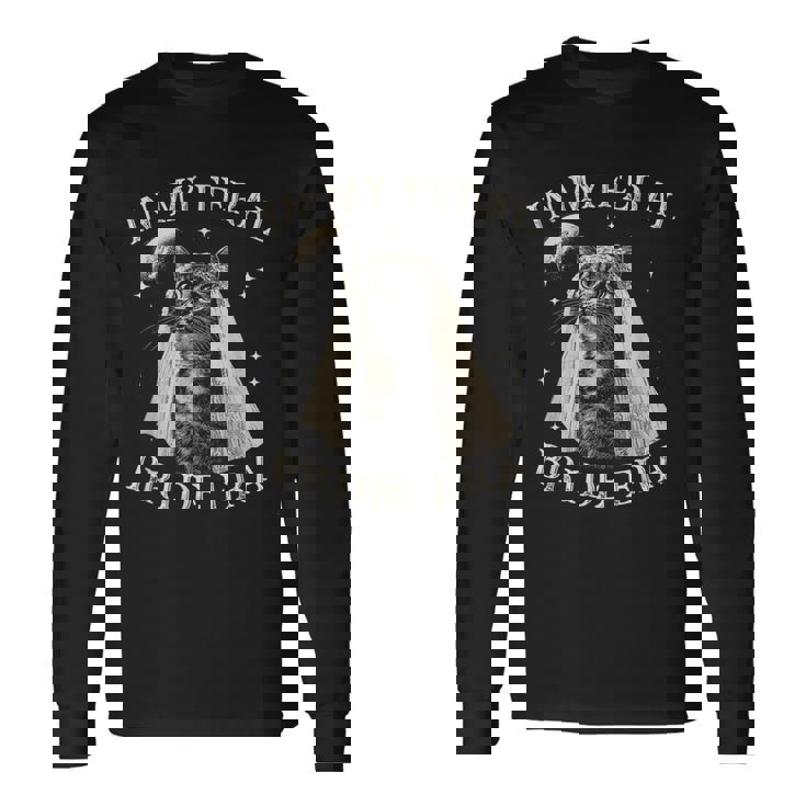 Cat In My Feral Bride Era Engagement Bridal Retro Long Sleeve T-Shirt