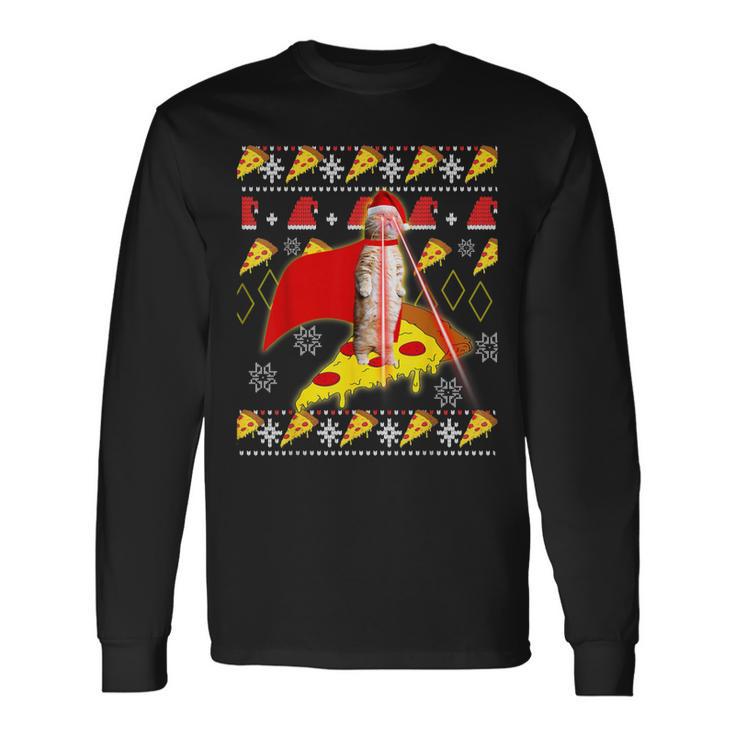 Cat Pizza Ugly Christmas Jumper Party Outfit Langarmshirts Geschenkideen