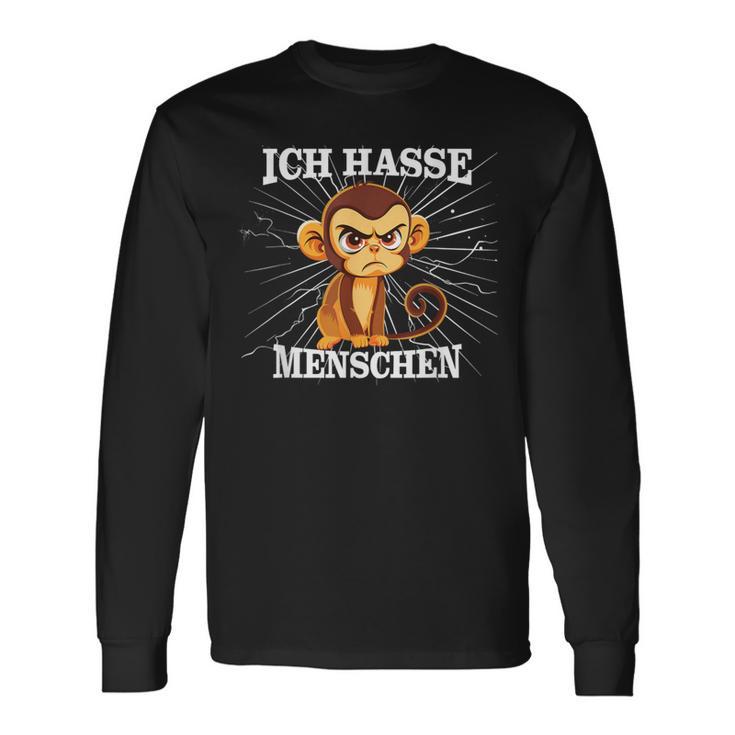 Monkey Meme Based I Hate People Saying Langarmshirts Geschenkideen