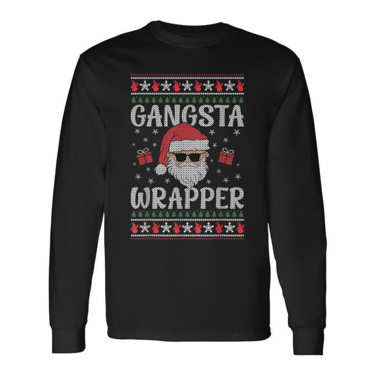 Gangsta Wrapper Saying Christmas Wrapping Langarmshirts Geschenkideen