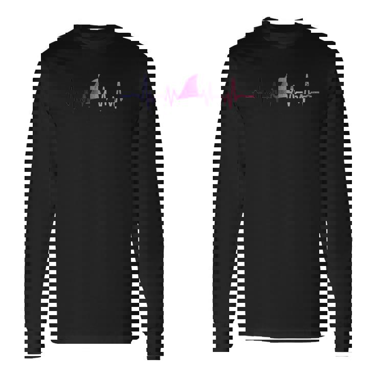 Genderfluid Shark Fin Heartbeat Queer Pride Flag Shark Lover Long Sleeve T-Shirt