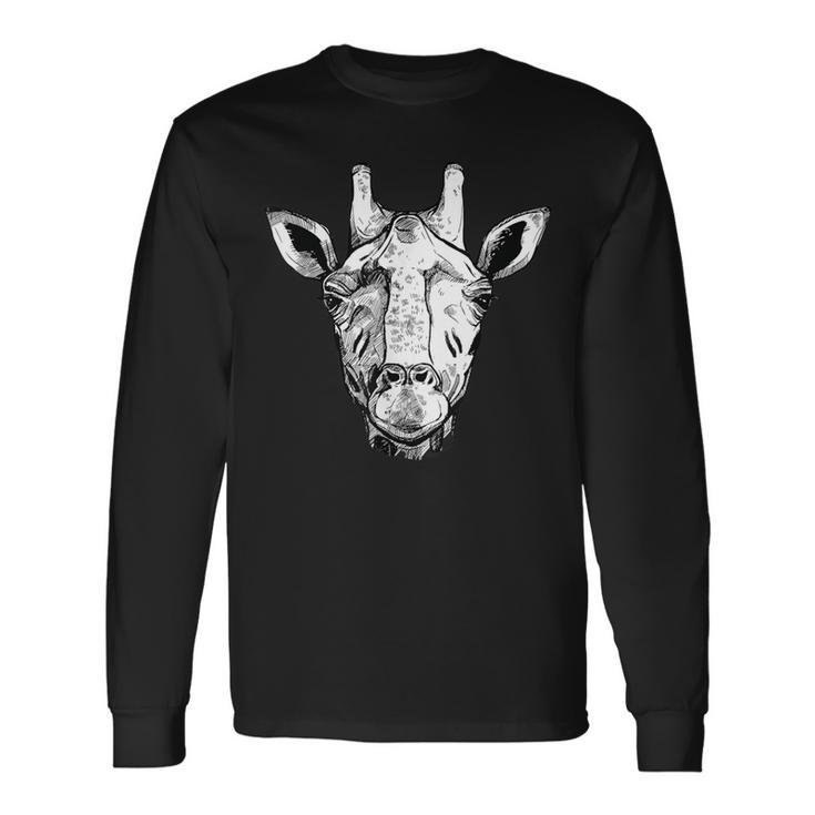 Giraffe Face Tshirt & Giraffe Sketch Animal Art Long Sleeve T-Shirt