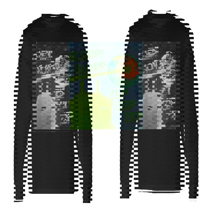 Glerp Glorp Alien Cat Meme Brainrot Costume Long Sleeve T-Shirt
