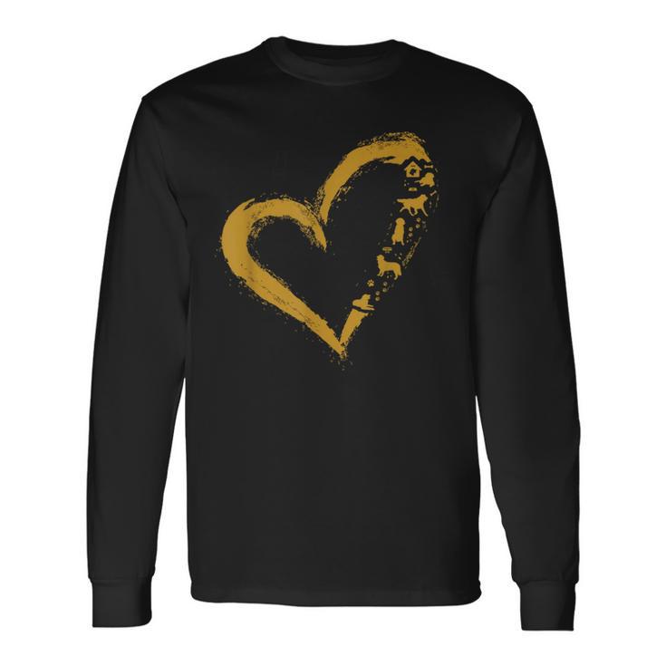 Golden Retriever Gold Dog Heart Shape Golden Dog Lover Long Sleeve T-Shirt