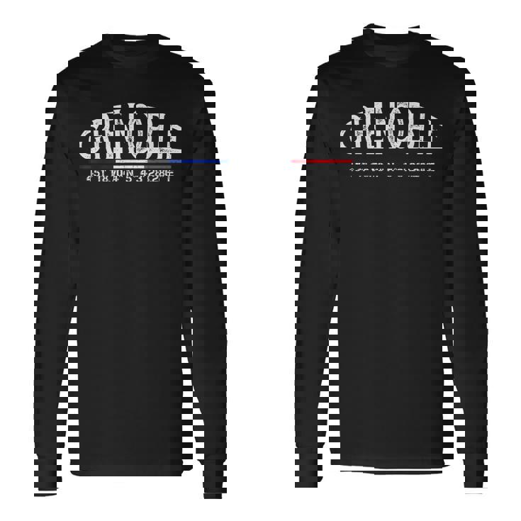 Grenoble France Coordonnées Gps T-shirt à manches longues Idées cadeaux