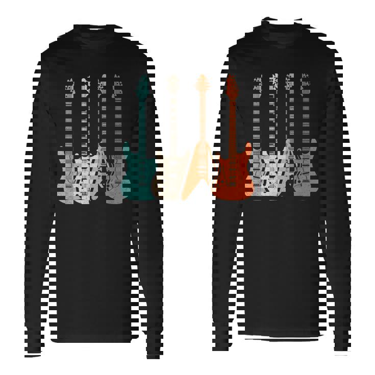 Guitarra Eléctrica Retro Bajo Guitarra Guitarra Banda De Música Rock Camiseta de manga larga