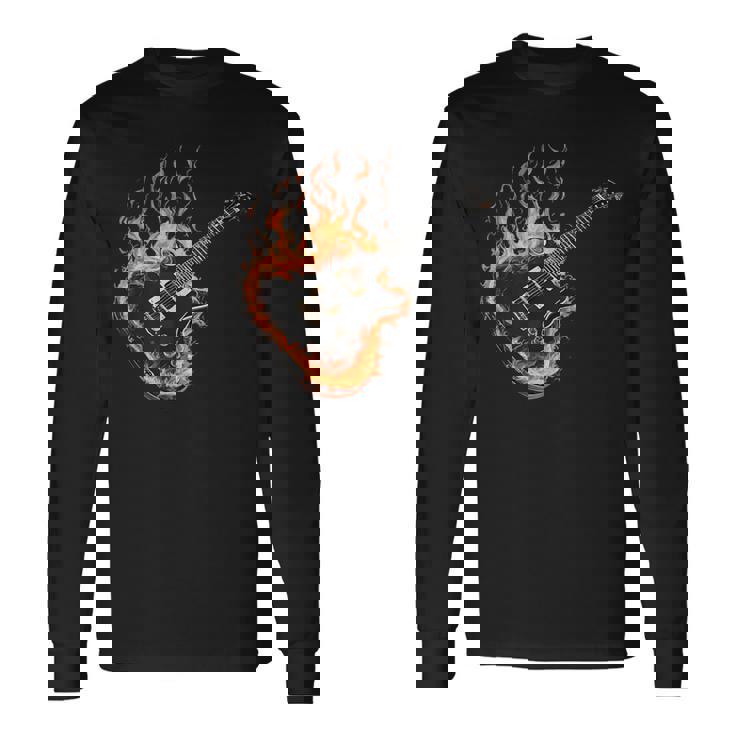 Guitarras Dibujo Guitarrista Ardiente Guitarra Guitarra Eléctrica Camiseta de manga larga Ideas de regalos