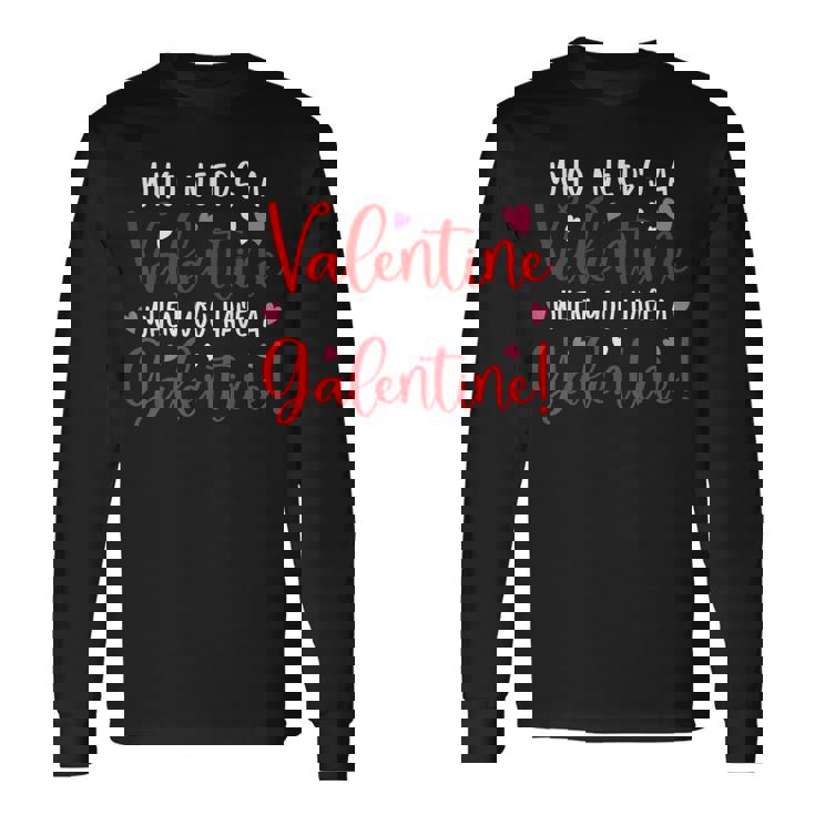 Happy Galentines Day Adult Women's Black Small Modern Straight Fit Round Neck Long Sleeve T-Shirt