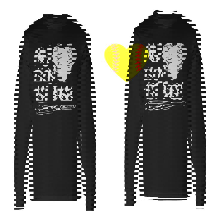 My Heart Is On 1st Base Softball Bat Proud Mom Dad Tank Top Long Sleeve T-Shirt