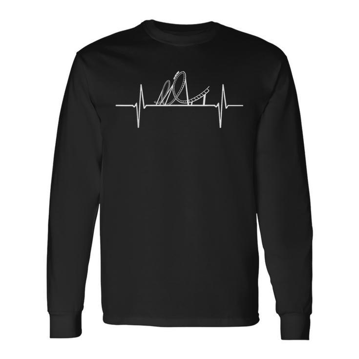 Herzschlag Achterbahn Herzfrequenz Freizeitpark Ekg Puls Langarmshirts Geschenkideen