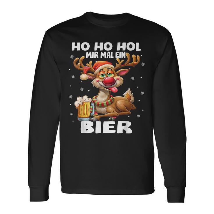 Ho Ho Hol Mir Mal Ein Bier Reindeer Saying Christmas Langarmshirts Geschenkideen