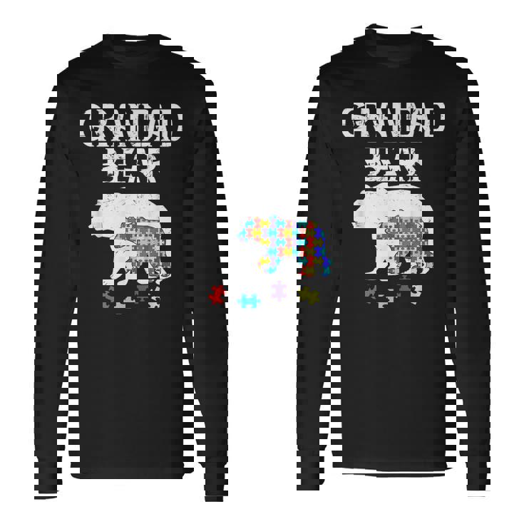 Hombre Grandad Bear Autism Awareness Autism Papa Daddy Camiseta de manga larga