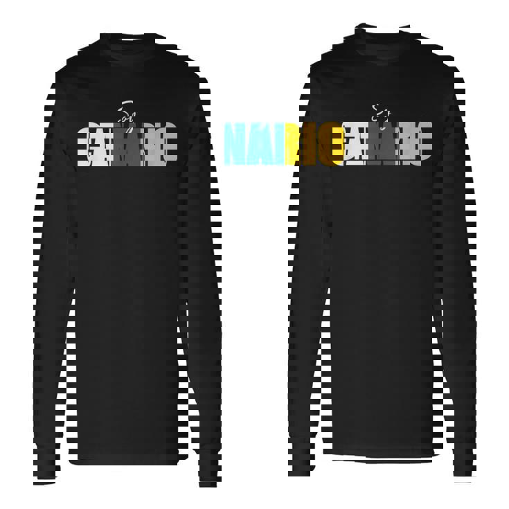 Hombre Soy Canario Diseño Con La Bandera De Canarias Camiseta de manga larga
