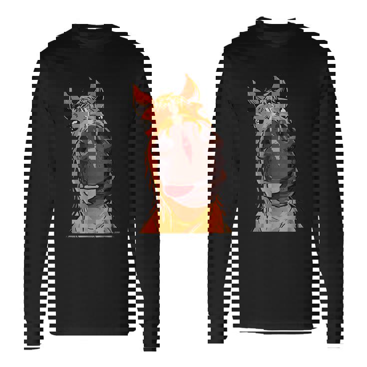 Horse Face Close Up Rider Horse Riding Long Sleeve T-Shirt