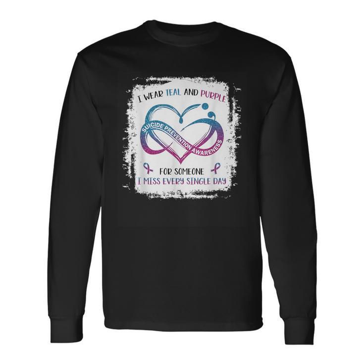 Je Porte Duiolet Sarcelle Pour Quelqu'un Qui Me Manque Tous Les Jours T-shirt à manches longues