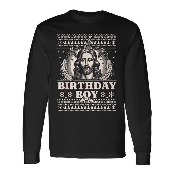 Jesus Birthday Boy Happy Birthday Jesus Ugly Christmas Langarmshirts Geschenkideen