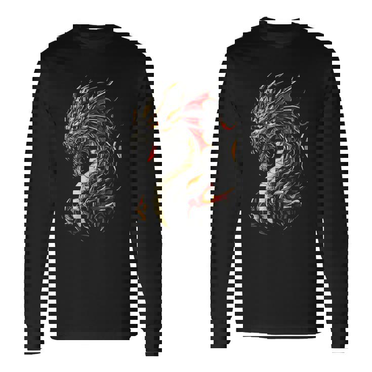 Knucker Dragon Motif Obra De Arte Mítica Knucker Dragon Camiseta de manga larga