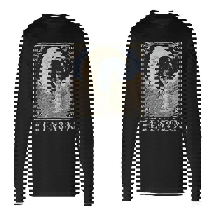 La Carta Del Tarot Luna La Luna Cartas Del Tarot Amantes Del Tarot Camiseta de manga larga