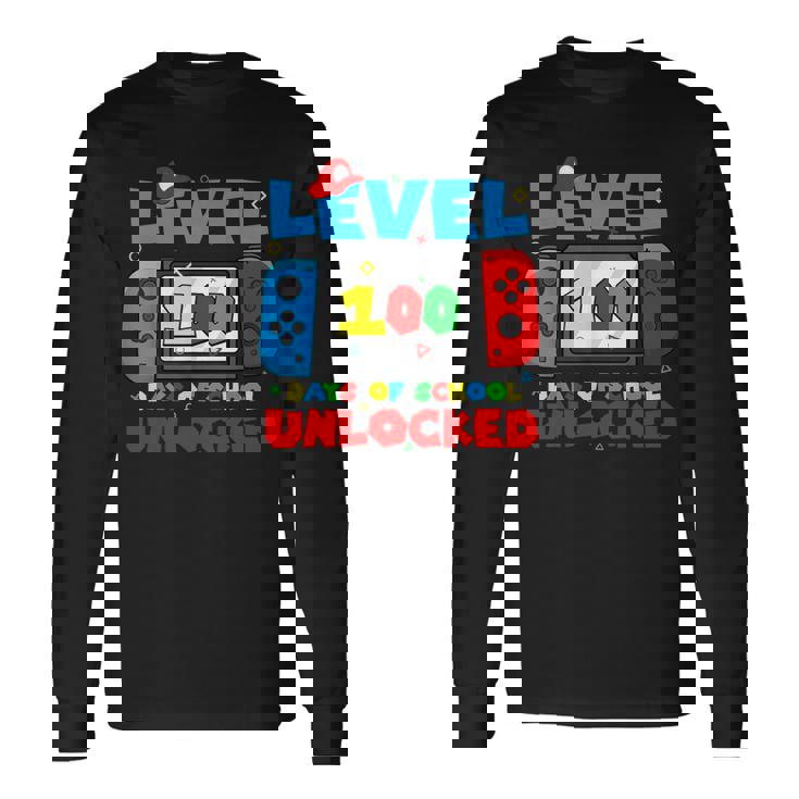 Level 100 Days Of School Boys Unlocked Video Games Gamer Long Sleeve T-Shirt Gifts ideas