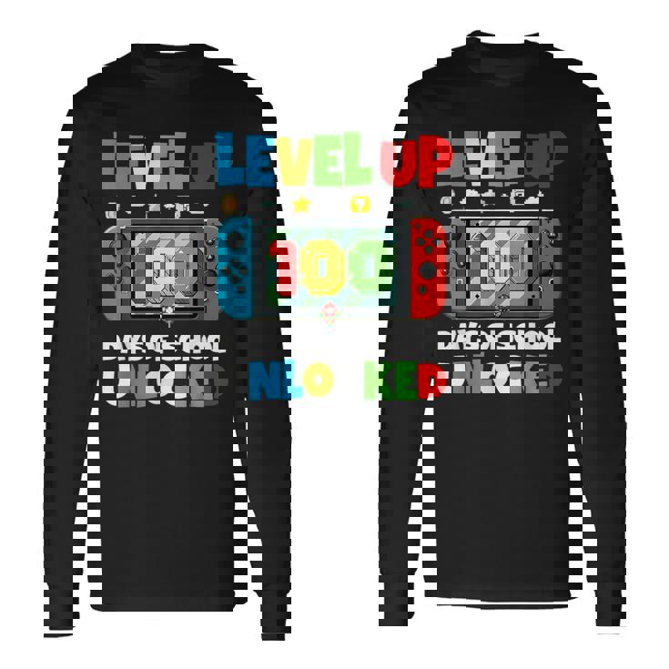 Level 100 Days Of School Complete Gamer Video Games Boys Long Sleeve T-Shirt