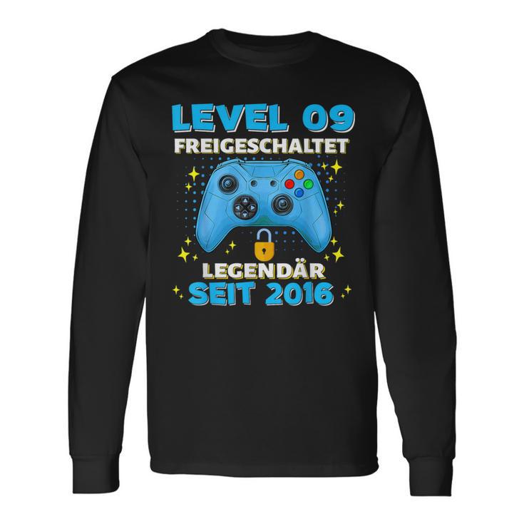 Level 9 Jahre Geburtstags Junge Gamer 2016 Geburtstag Langarmshirts Geschenkideen