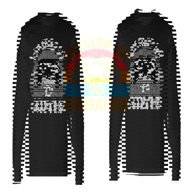 Leveled Up To Godfather Retro Promocionado A Padrino Regalo Camiseta de manga larga