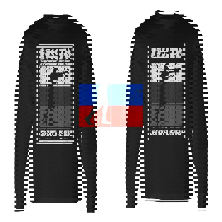 Leyenda De Boxeo Ruso Con Bandera Para Boxeador De Rusia Camiseta de manga larga
