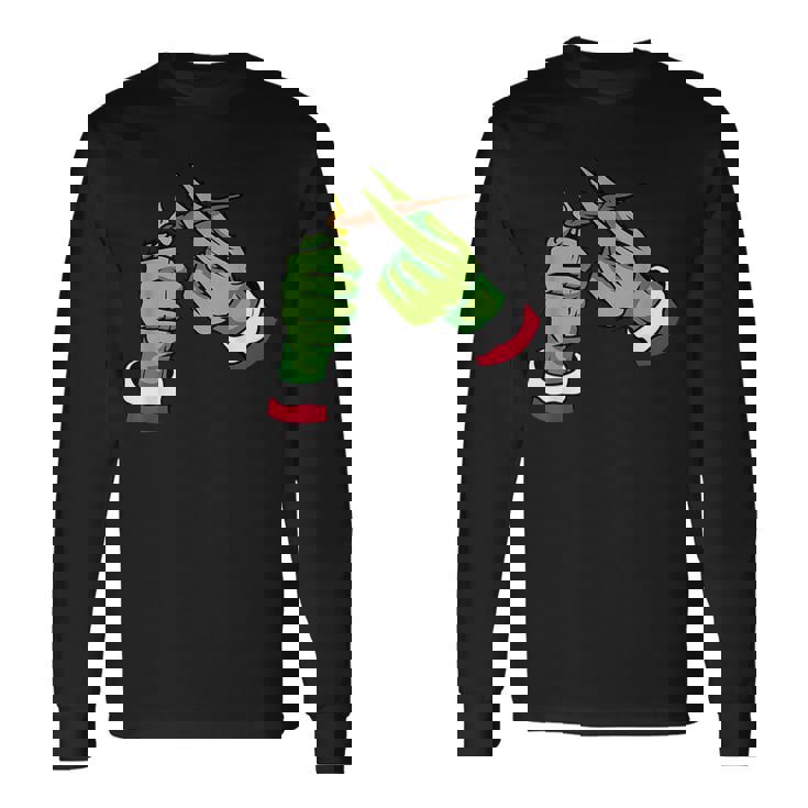 Light Up Some Christmas Spirit Christmas Green Hand Party Long Sleeve T-Shirt