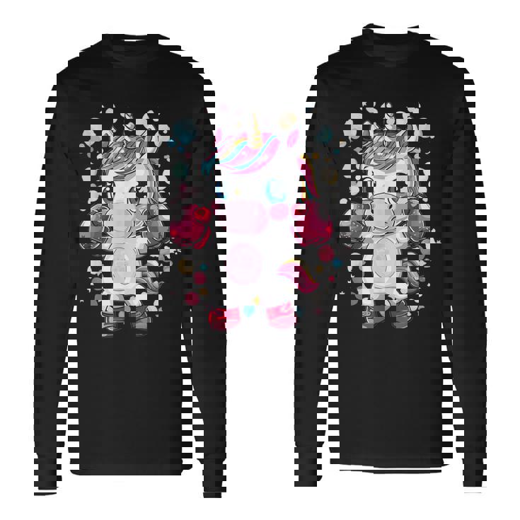 Lindo Unicornio De Boxeo Camiseta de manga larga