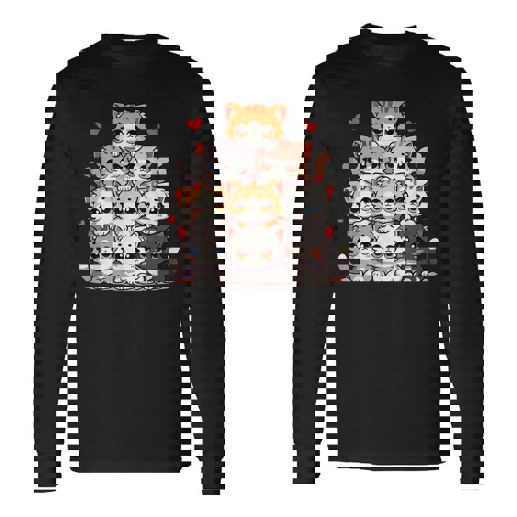 Lindos Gatos Y Gatitos Amantes De Los Gatos Para Niñas Anime Kawaii Gato Camiseta de manga larga