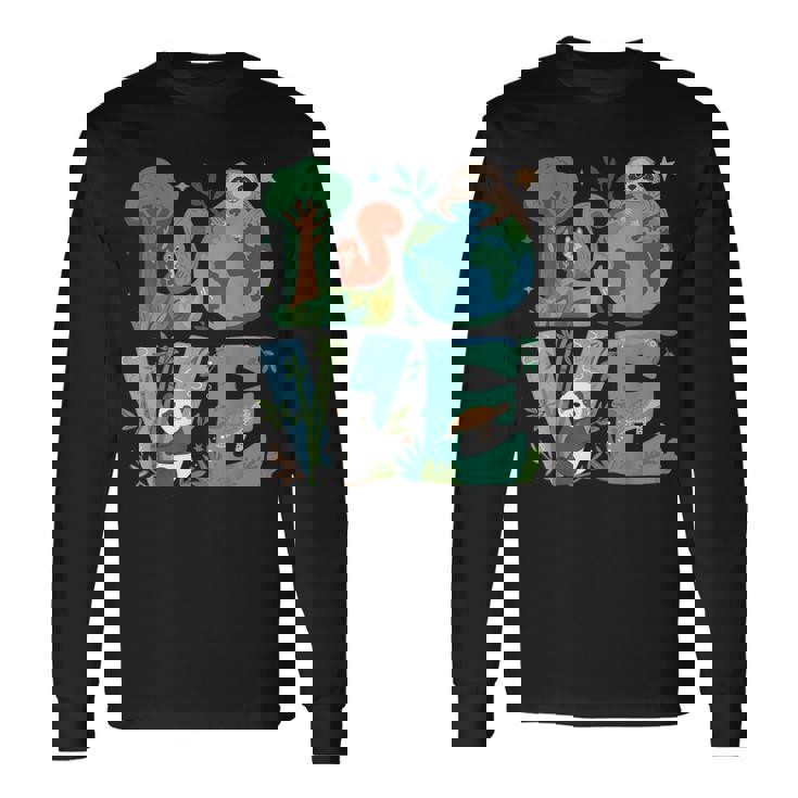 Love Earth Day Planet 2025 Anniversary Environmental Animals Long Sleeve T-Shirt