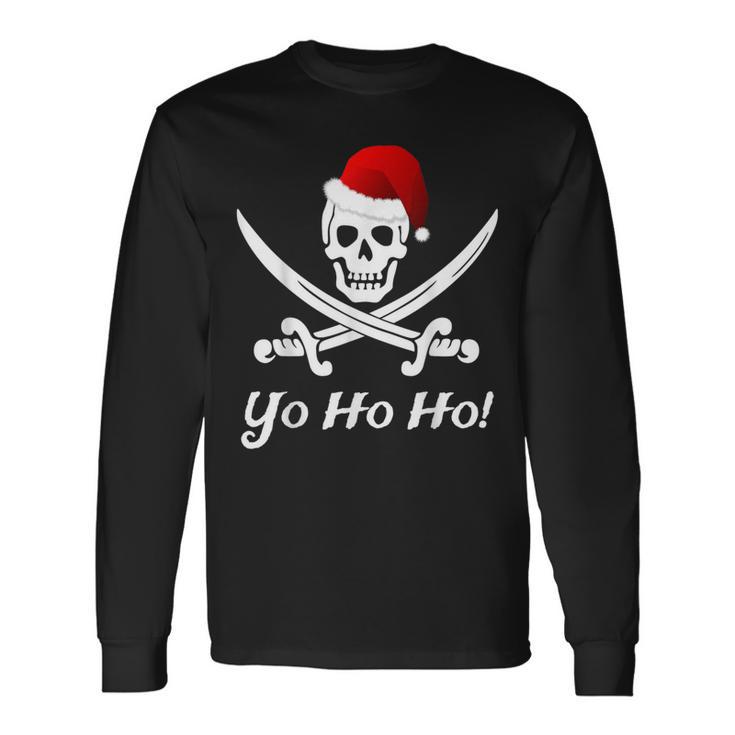 Lustiges Weihnachten Piraten Pirat Weihnachtsmann Hut Yo Ho Langarmshirts Geschenkideen