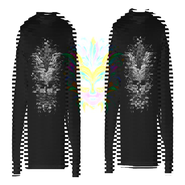 Masque De Mardi Gras New Orleans Nola Louisiana Outfit Carnaval T-shirt à manches longues