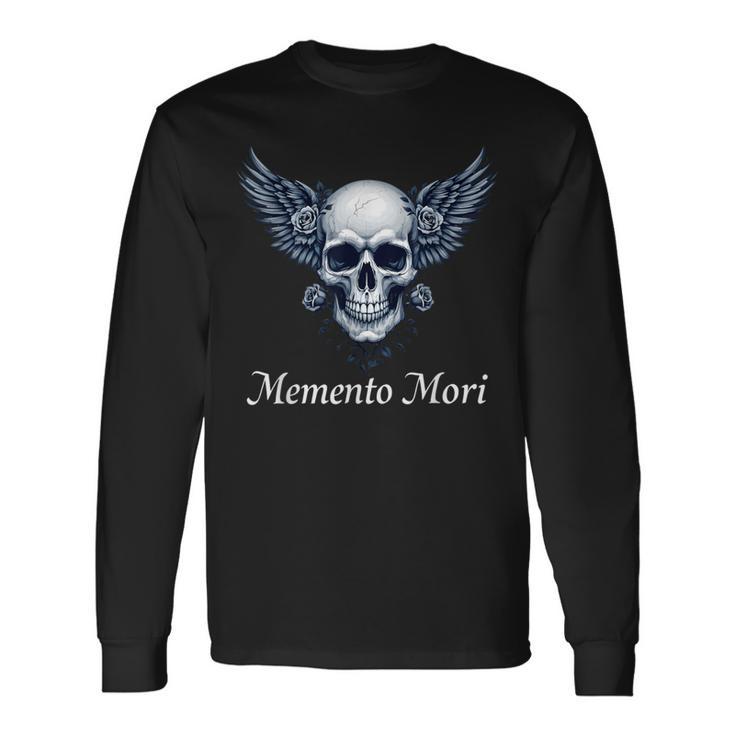 Memento Mori Gothic Skull & Wings Langarmshirts Geschenkideen