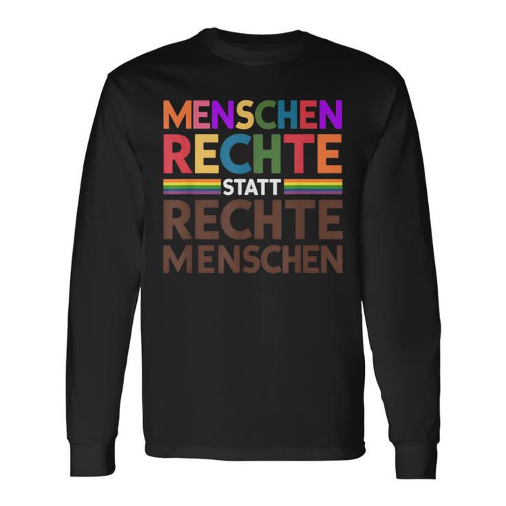 Menschenrechte Statt Rechte Menschen Regenbogen Spruch Langarmshirts Geschenkideen