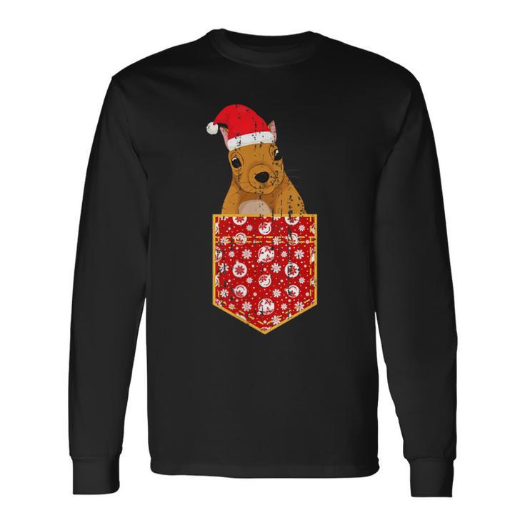 Merry Christmas Forest Animal Chest Pocket Squirrel Langarmshirts Geschenkideen