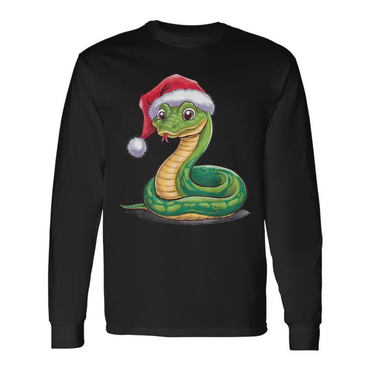 Merry Christmas Snake Xmas Party Eve Santa Hat Langarmshirts Geschenkideen