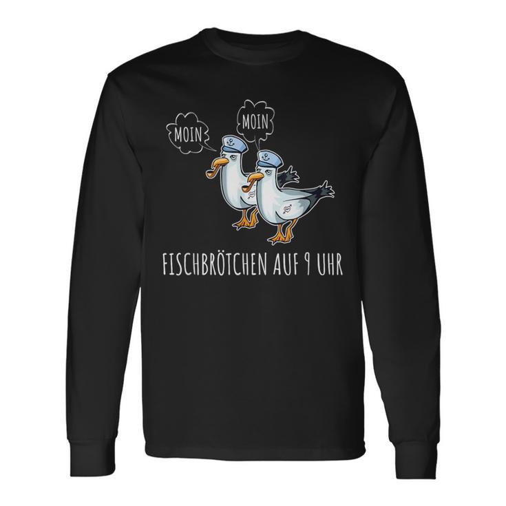 Moin Fish Buns Seagull North German Platgerman Langarmshirts Geschenkideen