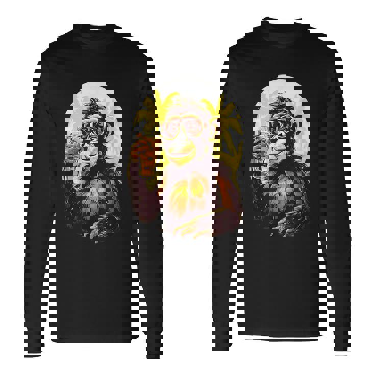 Mono Bebiendo Cerveza Bebedor De Cerveza Divertido Gorila Borracho Sim Camiseta de manga larga