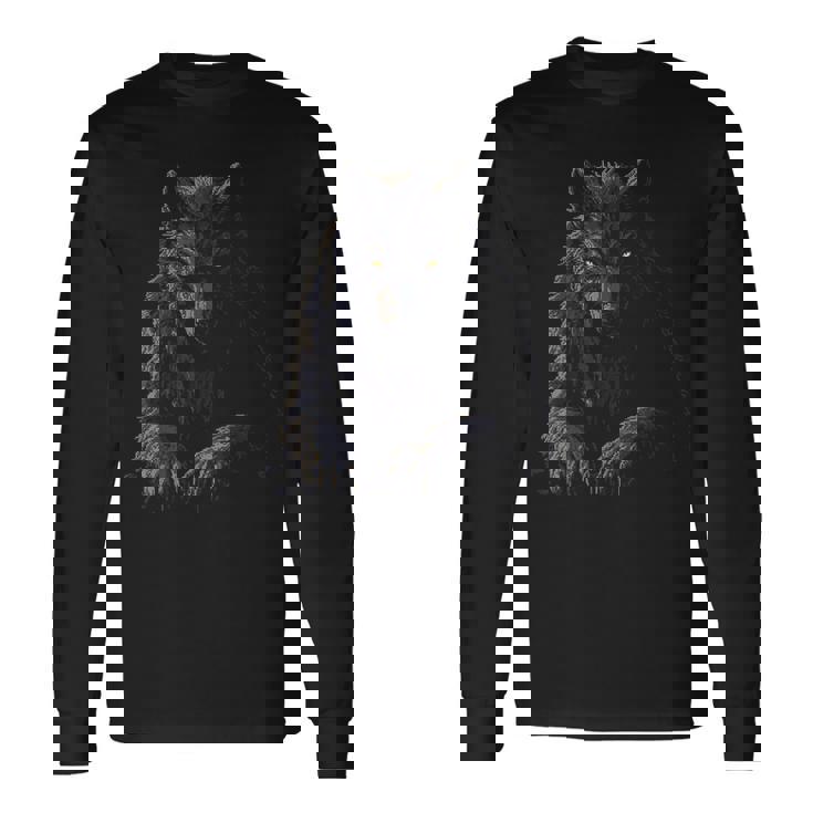 Motif Mythique Loup-Garou Illustration Fantaisie Loup-Garou T