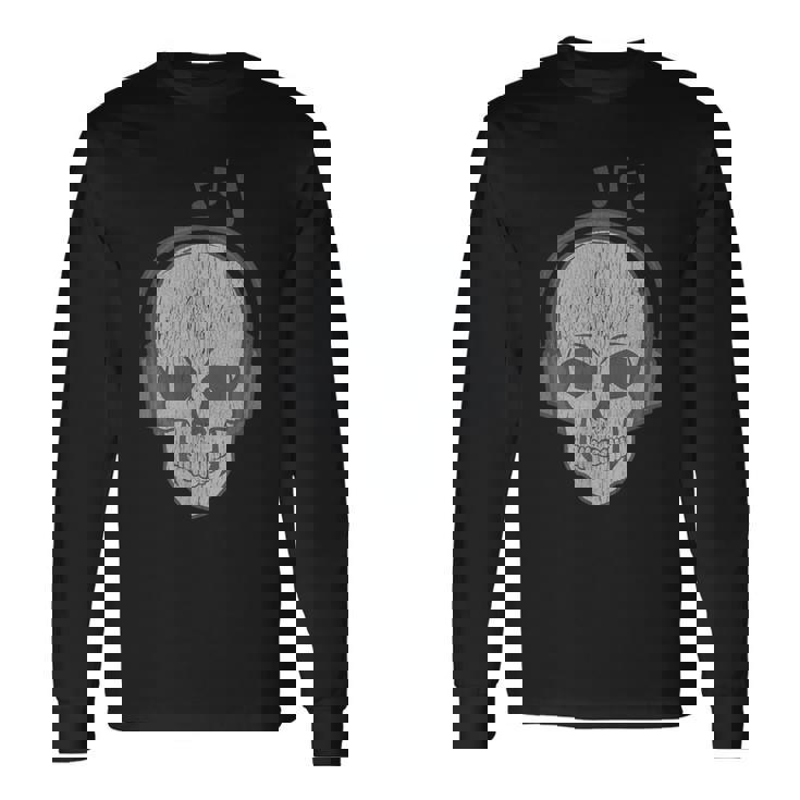 Music Skull DJ Disc Jockey Melophile Melomaniac Halloween Long Sleeve T-Shirt Gifts ideas