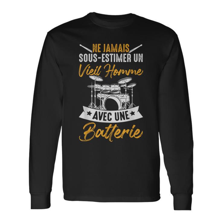 Musicien Unieil Homme Avec Une Batterie Drummer Batteur T-shirt à manches longues