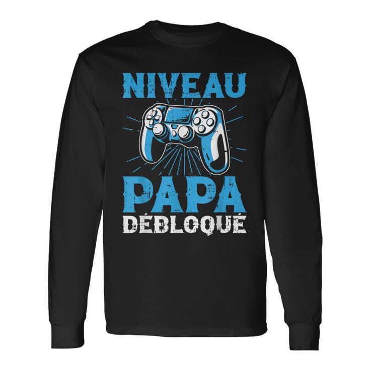 Niveau Papa Débloqué Console Fête Des Pères Homme Cadeau T-shirt à manches longues