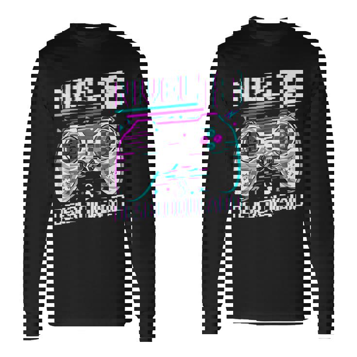 Nivel 18 Desbloqueado Cumpleaños 18 Años Camiseta de manga larga