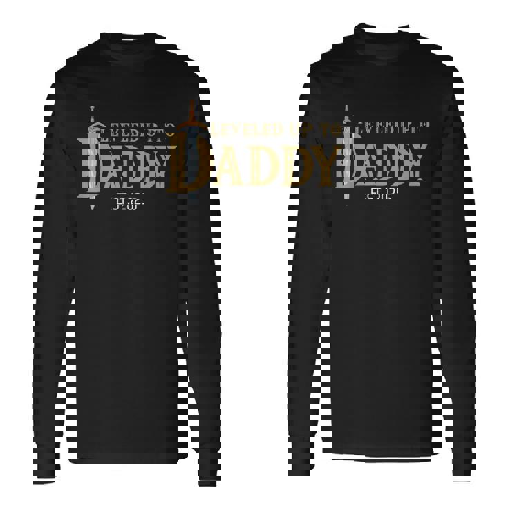 Nivelado Hasta Papá Est 2025 Nivel Desbloqueado Papá Gaming Camiseta de manga larga