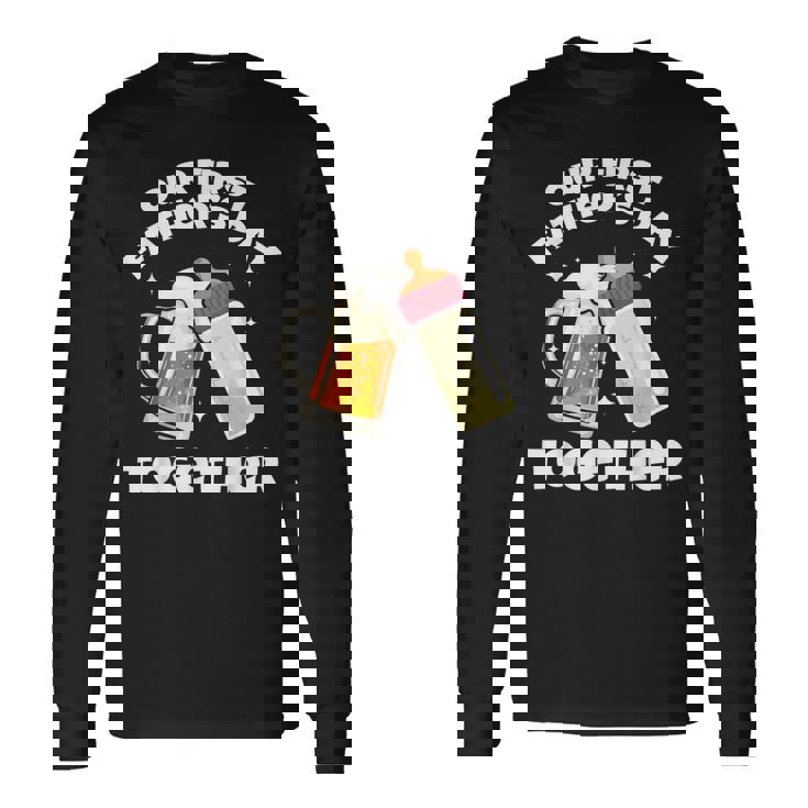 Nuestro Primer Día Del Padre Juntos Botella Cerveza Artesanal Camiseta de manga larga