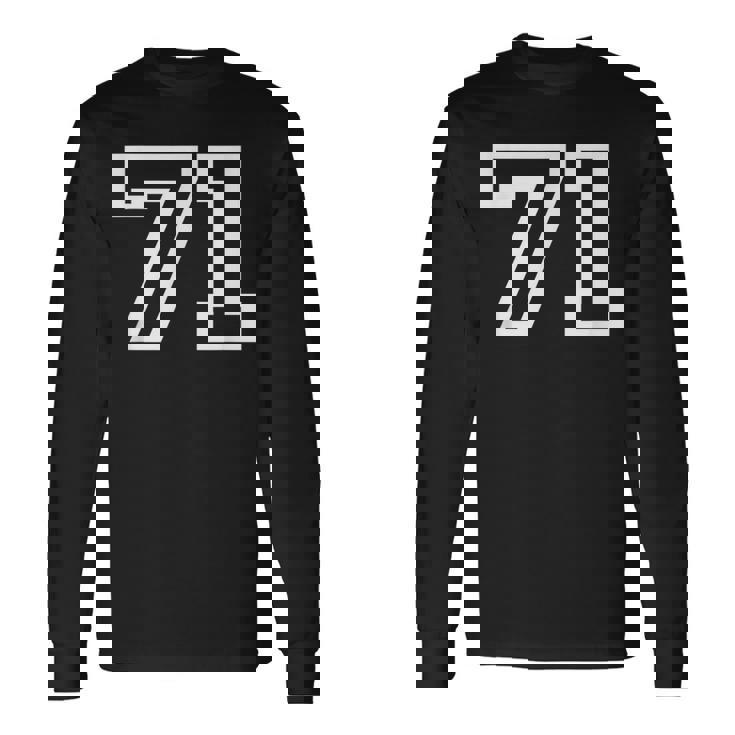 Número 71Arsity Sports Team Cumpleaños Edad Año Camiseta de manga larga